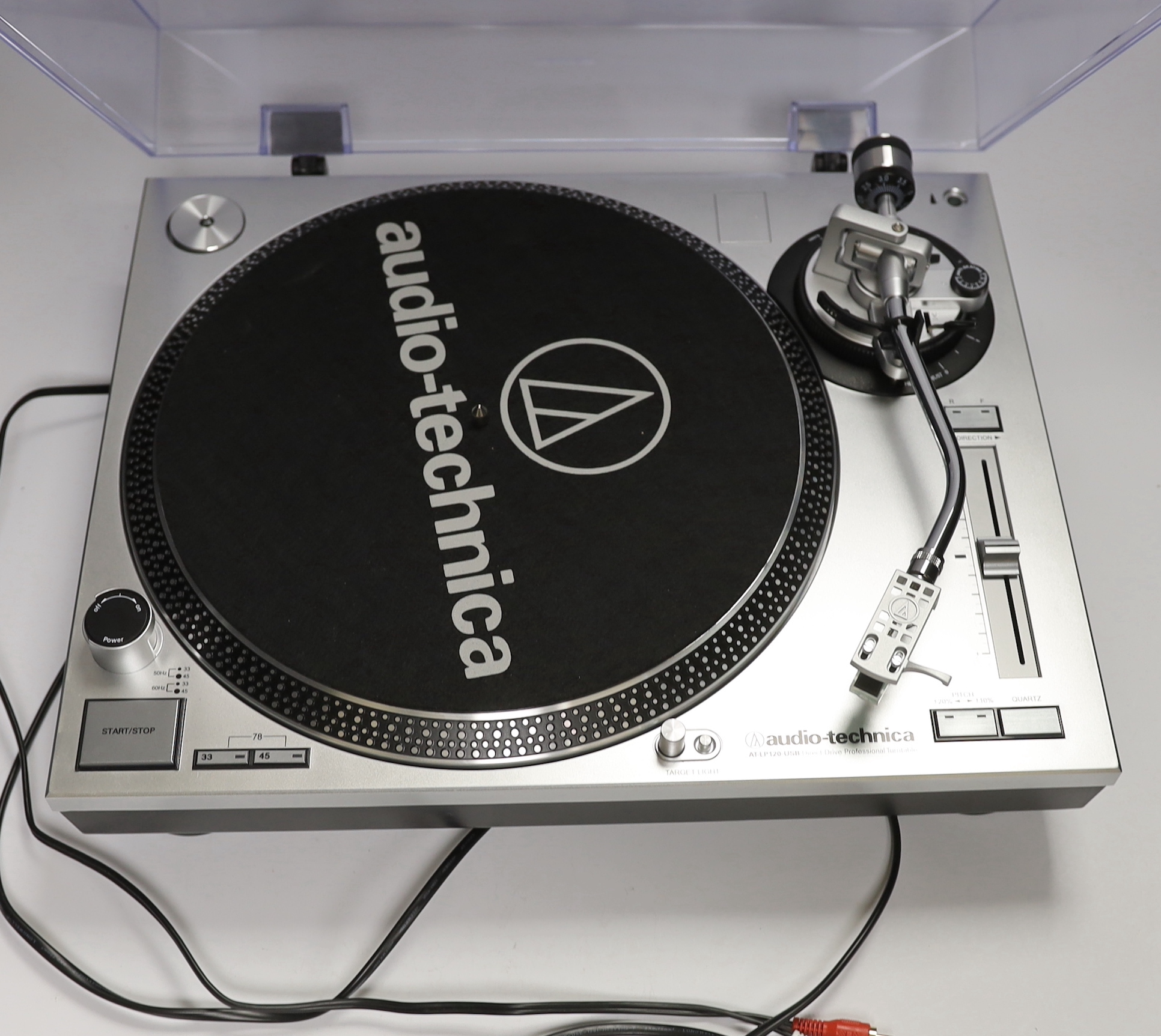 An Audio-Technica AT-LP120 USB turntable